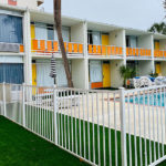 exterior corridors and pool courtyard area