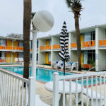 outdoor courtyard and pool area
